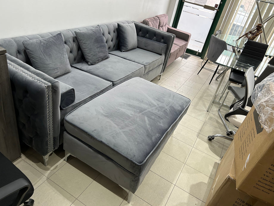 Grey Velvet Sectional — DecoDesign Furniture