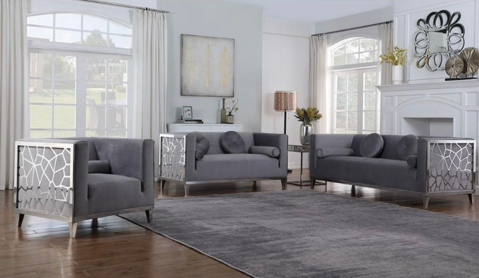 Darlene Velvet Sofa Set Media by Ramsun Furniture
