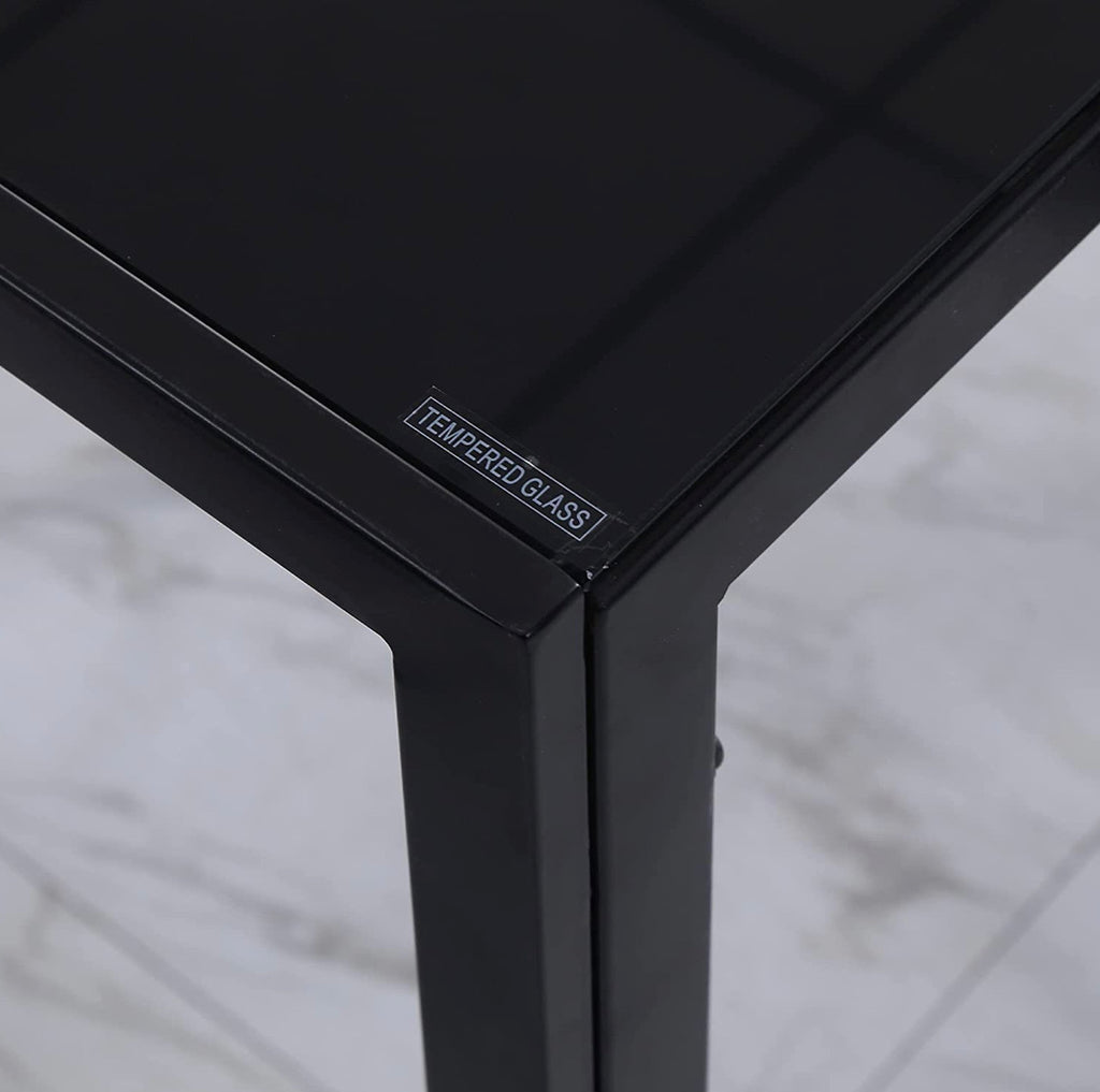 RAMSUN Black Glass Dining Table TEMPERED GLASS